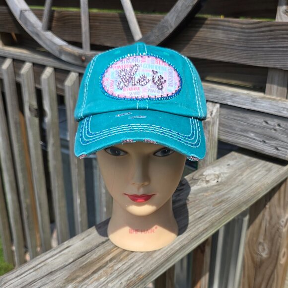 Ladies Turquoise SHe Is BLING Hat NEW - Picture 1 of 4